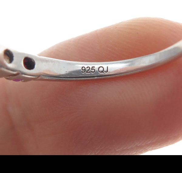 Sterling Silver Ruby & White Topaz Half Eternity Band – Size 9 - Image 5