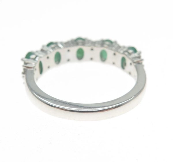 Sterling Silver Emerald & Diamond Accent Band – Oval-Cut Stones (Size 7) - Image 3