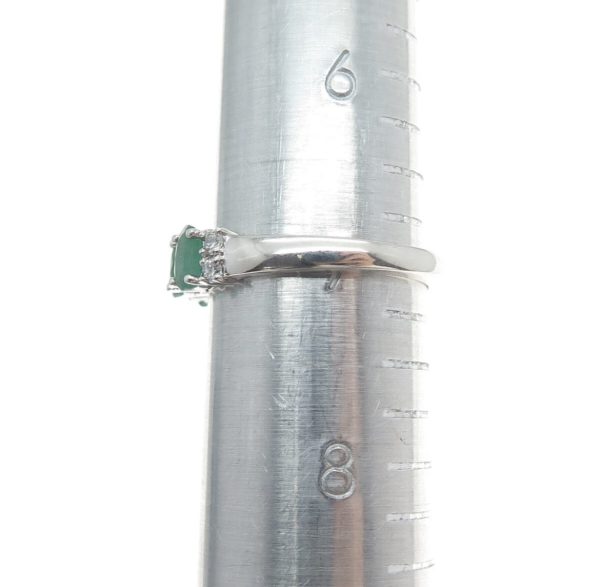 Sterling Silver Emerald & Diamond Accent Band – Oval-Cut Stones (Size 7) - Image 7